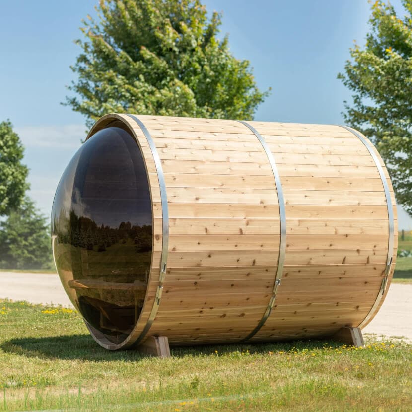 Knotty Cedar Panoramic Outdoor Sauna